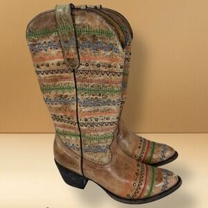 YIPPEE KAYAY Old Gringo Apache‎ Moon Honey Studded Embroidered Boots Size 6.5 B
